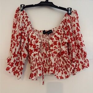Kendall & Kylie Red Floral Blouse